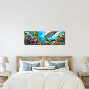 Obraz rafy koralowej (z zegarem) (90x30 cm)