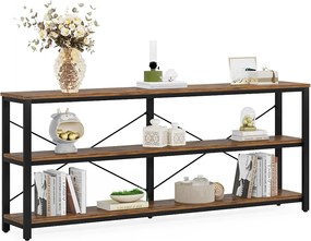 Stolik konsolowy 180 cm, stolik kawowy w stylu industrialnym, 3-poziomowy, z metalową ramą