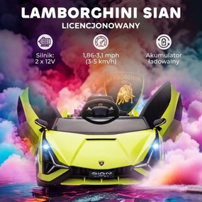 HOMCOM Elektryczny samochodzik dla dzieci, Lamborghini, 3-5 km/h, zdalne sterowanie, dla dzieci 3-5 lat, Zielony