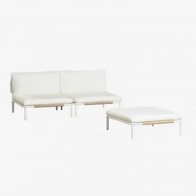 Zestaw Ogrodowy Z 2-częściową Modułową Sofą I Pufem Ze Stali Roubly Beige Migdałowa - Sklum
