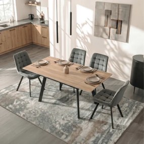 Stół Rozkładany Kwadratowy LARES 90-150 cm Ceramiczny Dąb/Czarny Loft