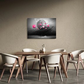 Obraz na szkle - różowe abstrakcyjne kule (70x50 cm)