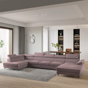 Masseno Narożnik MONTIVA z funkcją spania i pojemnikiem na pościel Narozniki U, Rozkładana sofa - Wrzosowy, MONOLITH 62