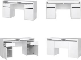 Biurko w połysku z nadstawką Function Plus 149 cm biały