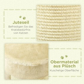 PawHut Drapak 58cm Drzewko dla Kotów z Piłką Kremowo-Biały Stabilny Drapak dla Kotów z Miejscem do Drapania | Aosom PL