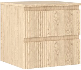 Mexen Rivel szafka łazienkowa podumywalkowa 50 cm z blatem, 2 szuflady, ryflowana , dąb - 91A20-05047-2-BFFC81