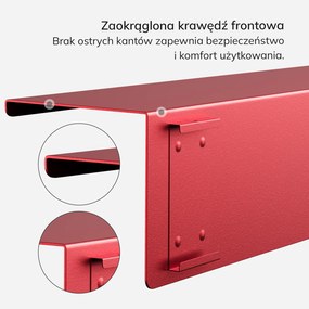 Metalowa półka ścienna Modern Joanne 70 cm, kolor czerwony