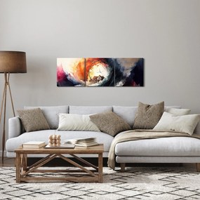 Obraz - W wirze powodzi, akwarela (z zegarem) (90x30 cm)
