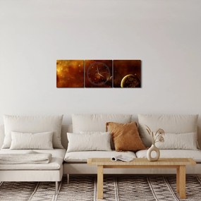 Obraz - Planety z mgławicą (z zegarem) (90x30 cm)