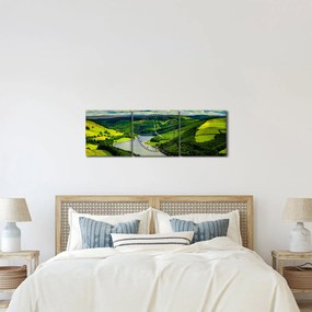 Obraz - Zielony krajobraz (z zegarem) (90x30 cm)