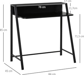 HOMCOM Stolik pod komputer Stół biurowy z szufladą na kable Czarny metal i MDF Stylowy i funkcjonalny 84x45x85 cm | Aosom PL