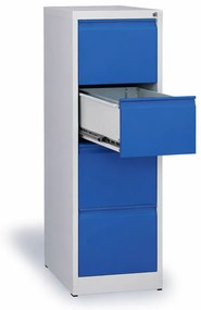 Szafa kartotekowa A4, 4 szuflady, wys. 1320 mm, szara / niebieska