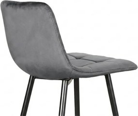 Szare krzesło barowe MILA VELVET z czarnymi nogami