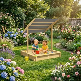 Piaskownica z baldachimem SANDY, drewno świerkowe, 120x120x120cm Jurhan