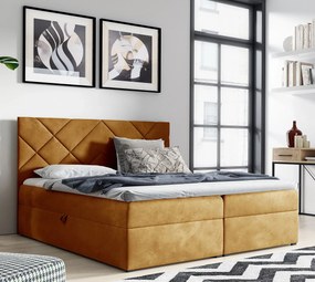 Żółte łóżko pikowane z pojemnikiem 5 rozmiarów G3-D00