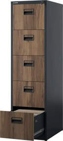Metalowa szafka kartotekowa 46 x 62 x 162,5 cm, Eco Design Sara V5, kolor antracyt/orzech