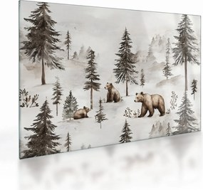 Obraz na szkle - Las z niedźwiedziami (70x50 cm)