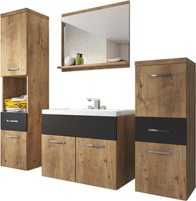 MINIO go for it, Meble łazienkowe ALBECK w kolorze kasztan wrocławski / czarny grafit