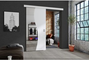 Emporius drzwi przesuwne 90 cm Kaja - drzwi naścienne z lustrem do salonu, garderoby - Biały