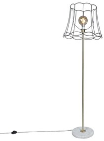 Retro lampa podłogowa mosiądz z kloszem Granny Frame czarny 45 cm - Kaso Retro Oswietlenie wewnetrzne