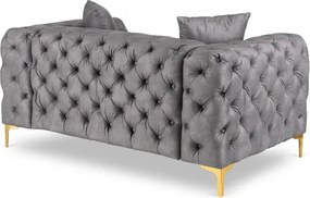 Sofa SORRENTO 2S Dwuosobowa Szara Welurowa Glamour