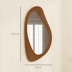 HOMCOM Lustro ścienne Lustro w stylu okna z ramą z forniru sosnowego do sypialni i salonu, 91,5 x 45 x 3 cm, naturalne drewno | Aosom PL