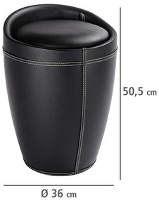 Pufa CANDY BLACK - kosz na pranie, 2 w 1, WENKO