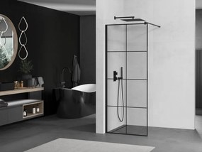 Mexen Kioto ścianka prysznicowa Walk-in 80 x 200 cm, czarna kratka 8 mm, czarna - 800-080-101-70-77