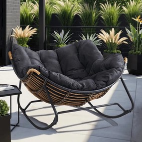 Bujany fotel ogrodowy z poduszką Elton, czarny