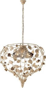 Piękny, lakierowany na kolor kości słoniowej, żelazny żyrandol z 5 lampami, 125 cm x 68 cm, BL196-5-AV