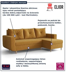Musztardowy narożnik z funkcją spania H6-C79