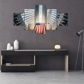 Obraz budynku z flagą USA (125x70 cm)