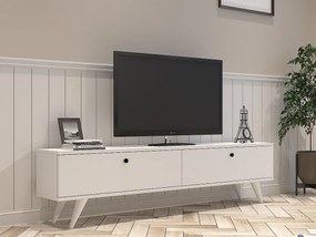 Stojak pod TV – 160 cm x 40 cm x 25 cm – Biały – Płyta wiórowa pokryta melaminą