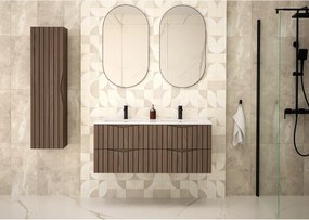 Zestaw Łazienkowy 120cm Szafka z Umywalką Słupek Ryflowane Fronty Dąb Orzech Stella