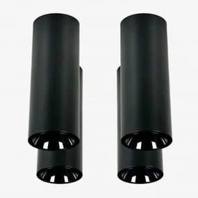 Pack 4 Okrągłych Sufitowych Opraw Led O Średnicy Ø7,2 Cm Do Montażu Powierzchniowego, Do Użytku Zewnętrznego, Wykonanych Z Alumi Czarna & 38º & Biały