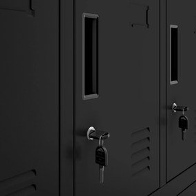 Szafa skrytkowa socjalna BHP czarna: ROBERT 1360 x 1720 x 450 mm