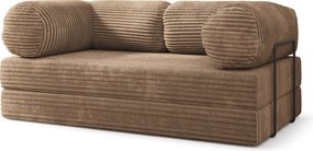 Masseno Sofa piankowa ALVIO z funkcją spania, Kanapa z pianki do salonu, Bezmontażowa, Tkanina sztruksowa – Beżowy TILIA 17