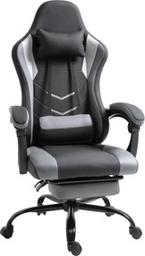 Vinsetto Ergonomiczne krzesło gamingowe z podnóżkiem krzesło biurowe do biurka czarne | Aosom PL