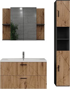 Zestaw mebli łazienkowych antracyt/dąb goldkraft 100x44.6x57 irma