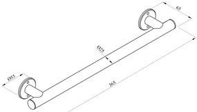Uchwyt prysznicowy prosty czarny 36 cm