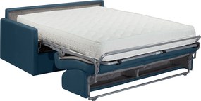 Kanapa 3-osobowa rozkładana z weluru CALIFE - Kolor granatowy - Łóżko 140  cm - Materac 22 cm z pamięcią kształtu