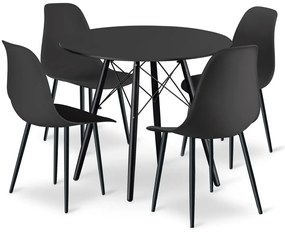 Okrągły czarny stół z 4 krzesłami H0-D06