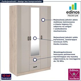 Szafa skandynawska z lustrem dąb sonoma + kaszmir R9-N84