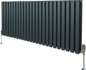 Grzejnik kolumnowy owalny z zaworami – 600 mm x 1440 mm – antracytowo-szary