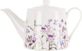 Biało-fioletowy porcelanowy dzbanek do herbaty 1 l Louka – Orion
