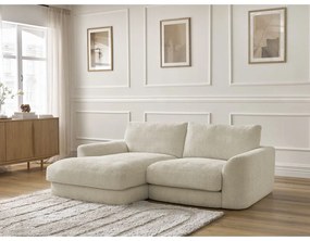 Beżowy narożnik z tkaniny szenilowej (lewostronny/z szezlongiem) Leonore – Bobochic Paris