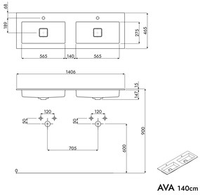 Szafka podumywalkowa AVA 140 cm