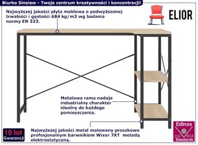 Metalowe biurko narożne z półkami czarny + dąb - Sinsiew