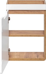 Wąska szafka podumywalkowa 40 cm, Aruba 826 FSC, dąb craft złoty/biały połysk