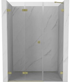 Mexen Lunar-F drzwi prysznicowe składane lewe 125 cm, transparent, złote szczotkowane - 836S-125-050-55-00-L